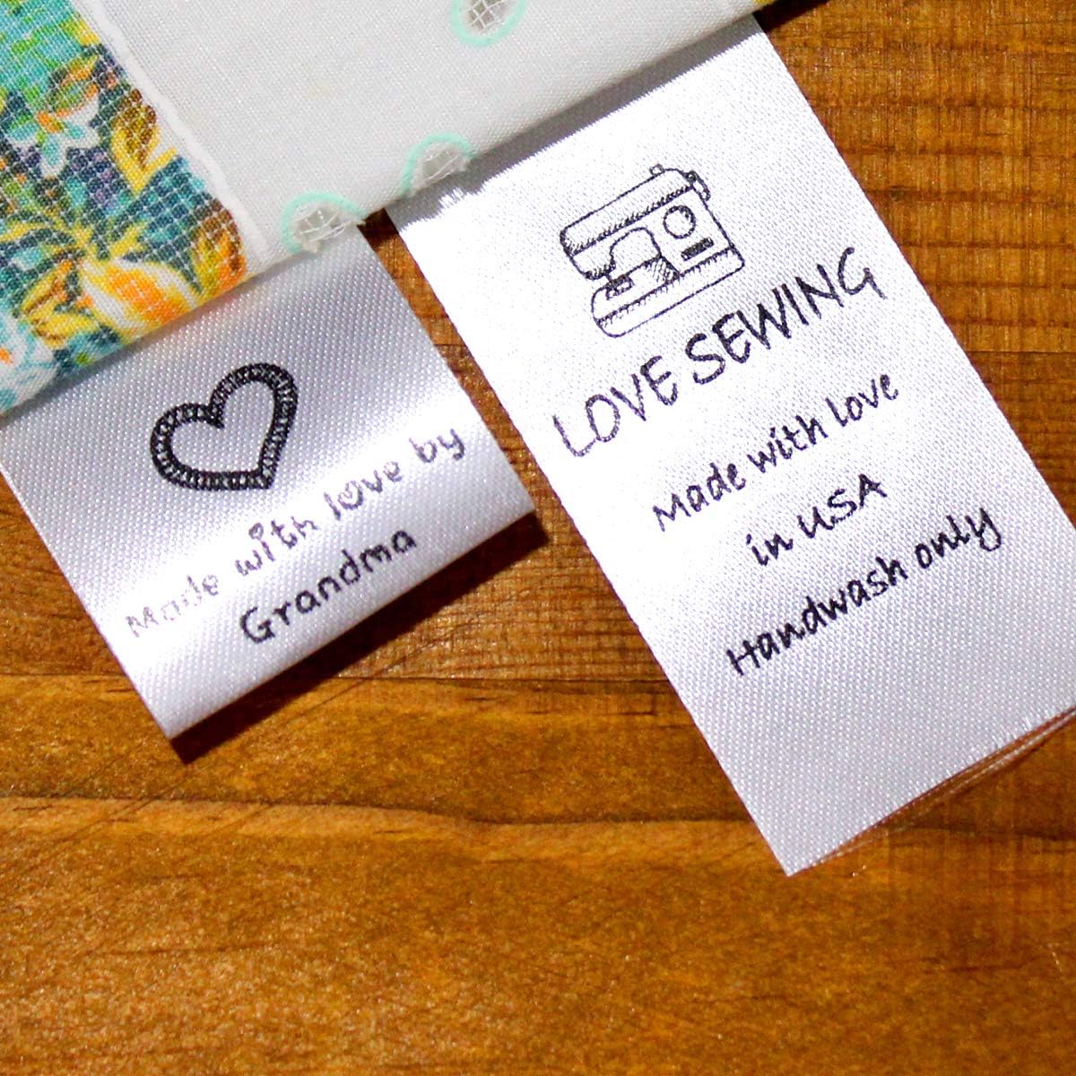 100pcs Custom Text Logo Personalized Sewing Hanging Satin Ribbon Labels Folding Name tag Washable wash Care Label (C (1.2" x 2.4"))