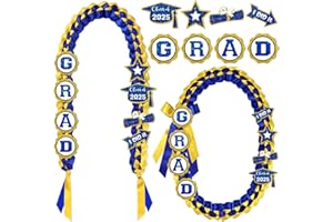 KIMKUSIA Blue and Gold Graduation Leis 2025 Graduation Lei Class of 2025 Money Ribbon Leis for Graduation 2025