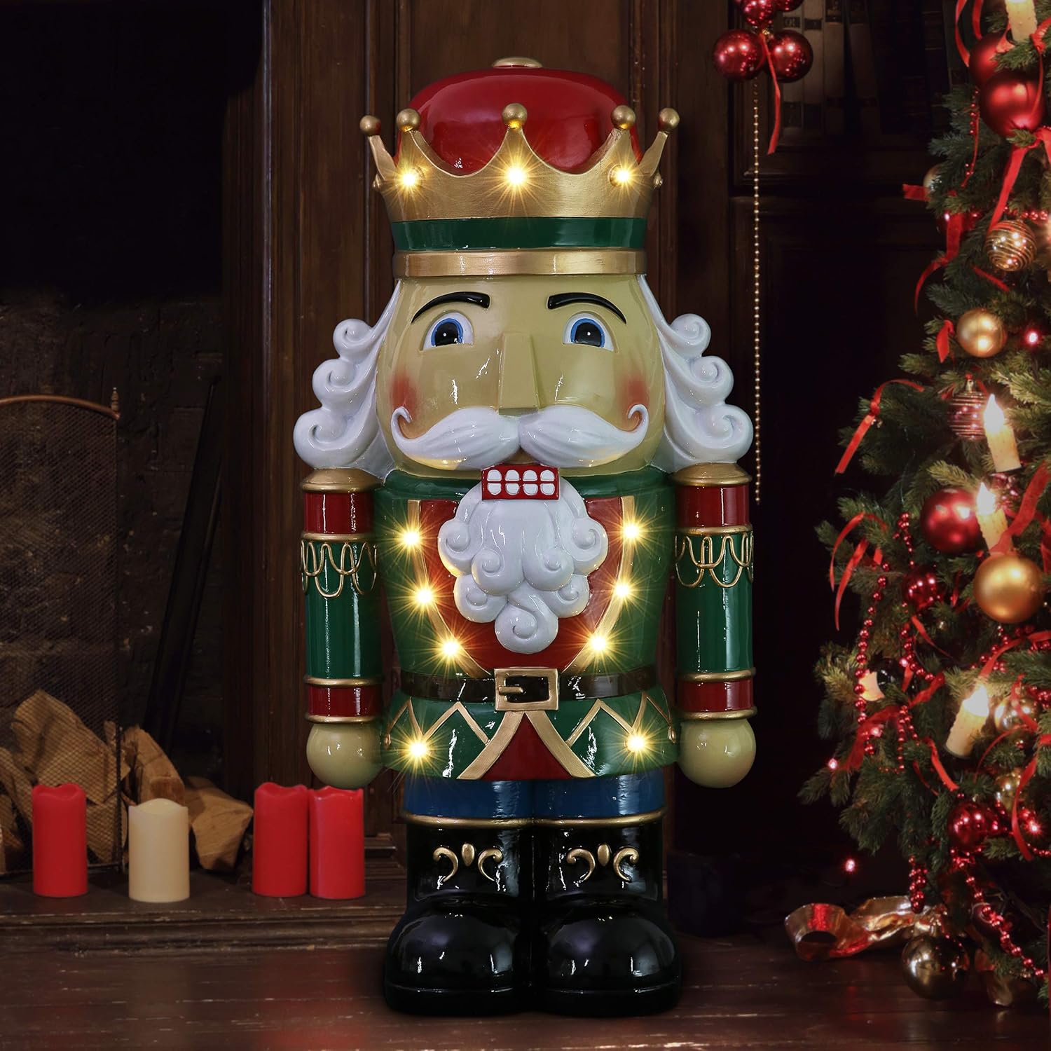Exhart Black & Gold Nutcracker King Soldier Battery