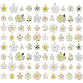 WOCRAFT 40pcs 20 pairs Assorted Enamel Bracelet Flower Charms for Jewelry Making DIY Necklace Bracelet Earrings Keychain Craf