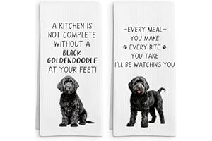 FSTCSV Black Goldendoodle Gifts Dog Kitchen Towels, Gifts for Goldendoodle Lovers Hand Towel, Every Meal You Make Dog Decorat