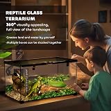 PawHut Glass Reptile Terrarium Medium 50x30x25cm with Thermometer view 3