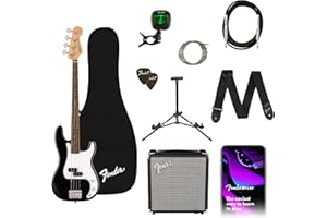 Fender Squier Debut Series Precision Bass Guitar Pack, Beginner Guitar Pack, 2-Year Warranty, Includes Rumble 15 Amplifier, P