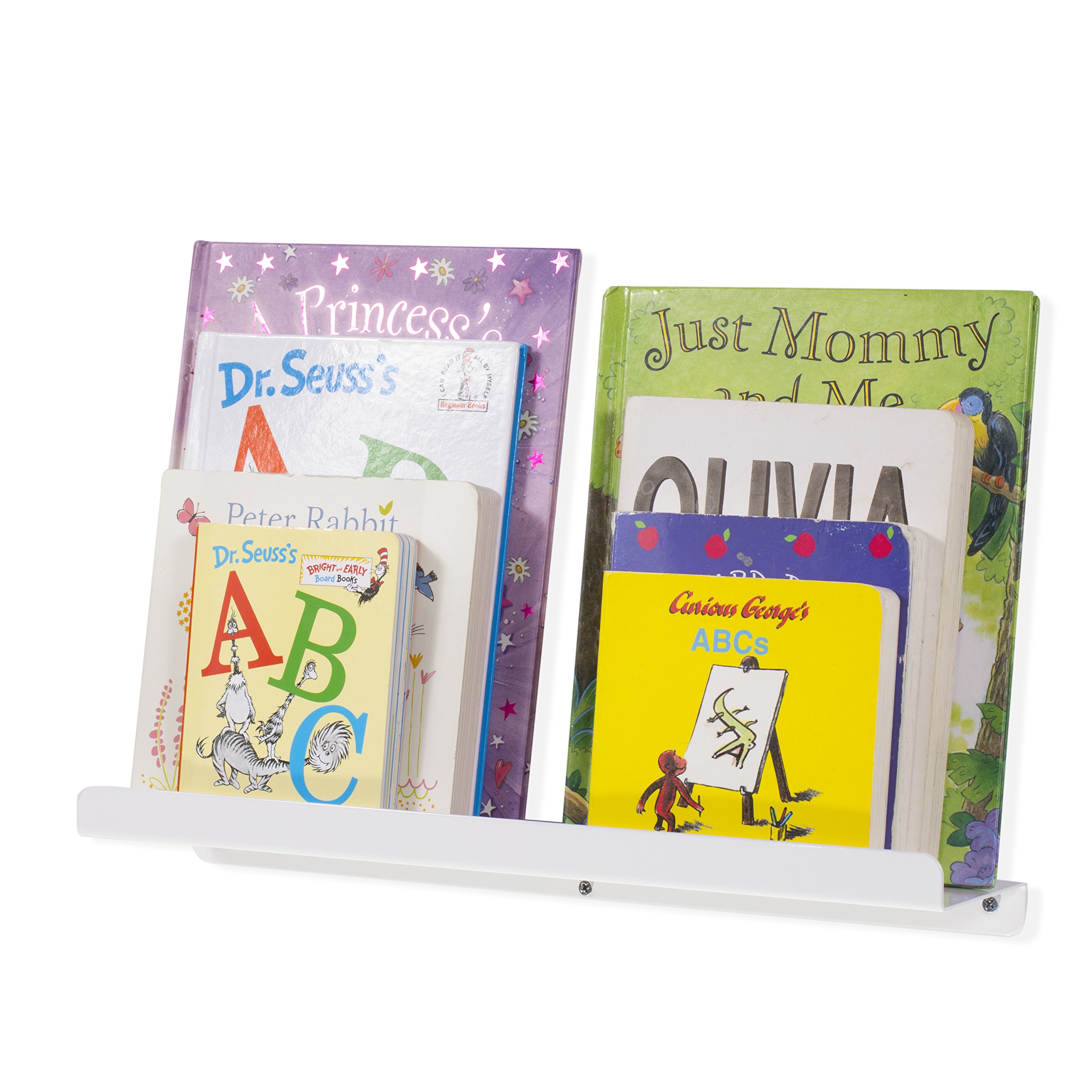 Wallniture Sturdy Metal Wall Mount Kids’ Room 17 Inch Floating Shelf Book Photo Display Ledge (White)