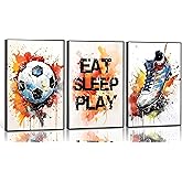 CZHFGJDSX Graffiti Soccer Wall Art Colorful Sport Wall Decor Poster Football Sneaker Gaming Picture Prints for Bedroom Boys Room Teen Kids Playroom Decoration Unframed 12x16