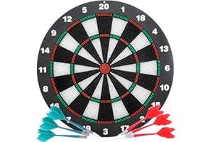 Safety Dart Board Set for Kids and Adults, 16 Inch Soft Rubber Dart Game with Standing Bracket and 6 Soft Tip Safe Darts for 