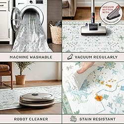 Washable Boho Bathroom Rug 2x3 - Small Throw Area