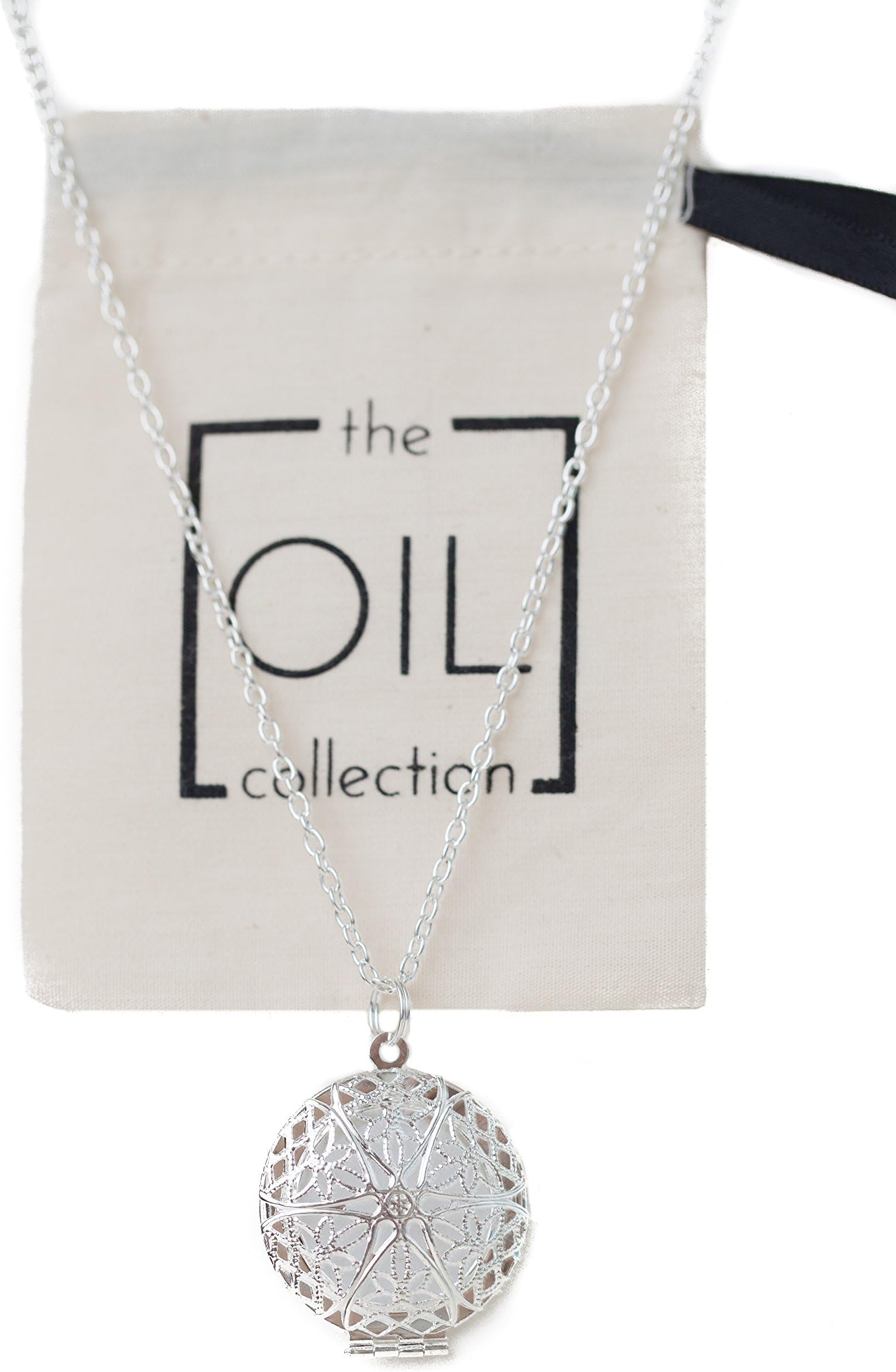 The Oil Collection Silver (Essential Oils) 26 Inch Diffuser Locket Necklace