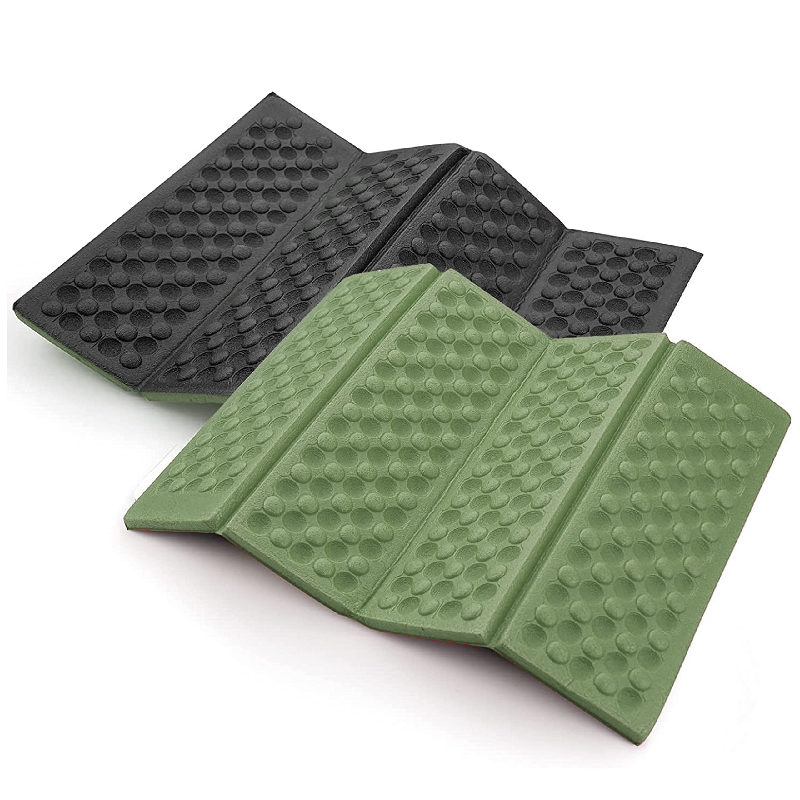 AceCamp Portable Ultralight Mini Folding Mat, Waterproof Foam Seat Pad for Outdoor Activities, Foldable Lightweight Knee and Seat Cushion, Military Green, Pack of 2