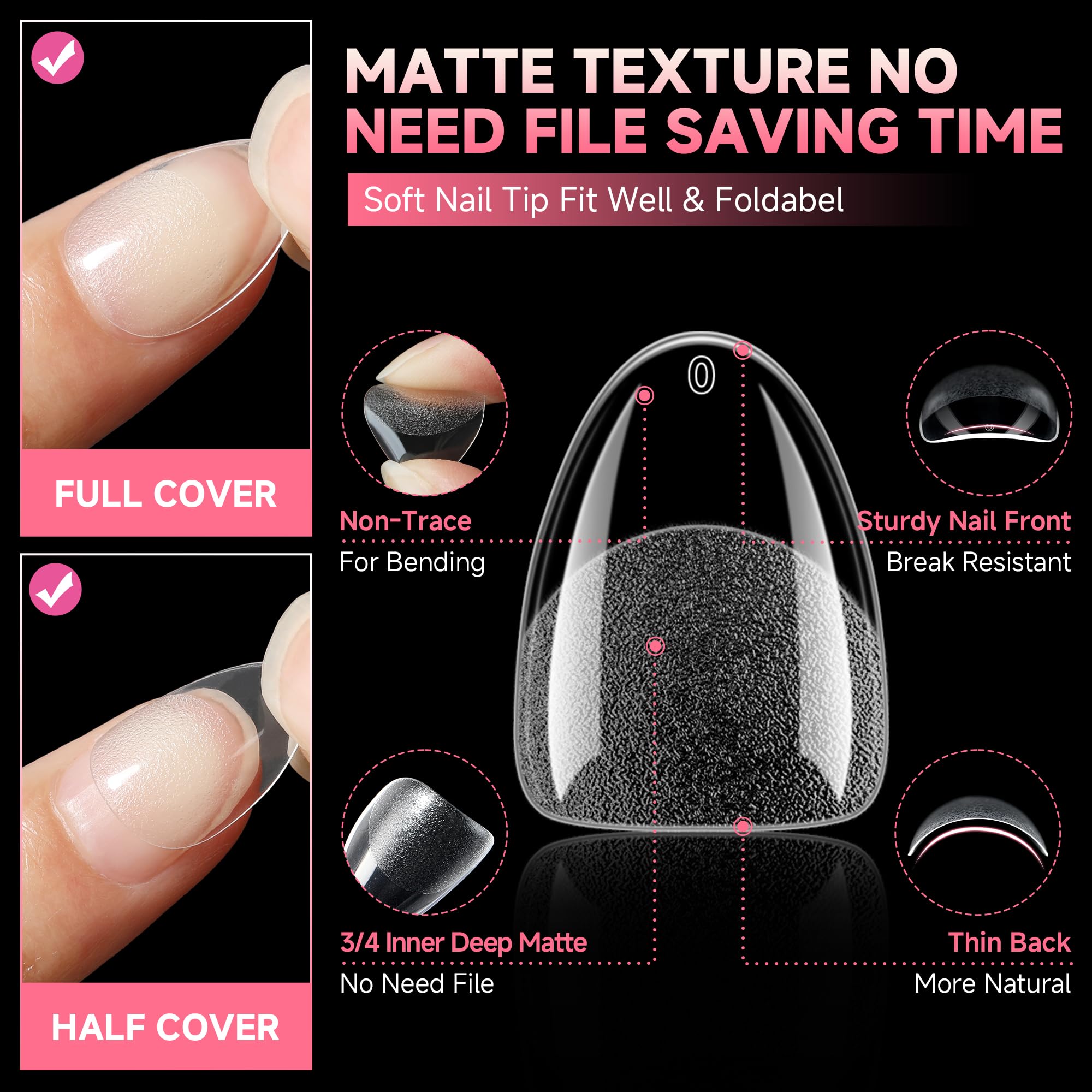 UNA GELLA Extra Short Almond Nail Tips 12 Sizes Short Almond Gel Nail Tips 120Pcs Soft Gel Clear Full Cover Nails Tips Acrylic False Nails Press On Nails for Extensions DIY Salon - Image 5