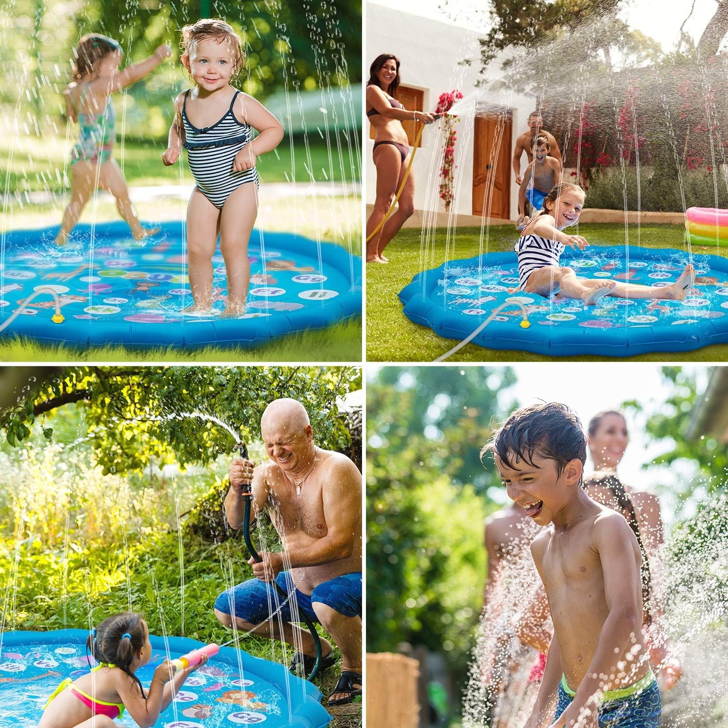 Obuby Sprinkler & Splash Play Mat for Kids, Splash Pad for Wading and Learning, 60" Children Outdoor Water Sprinkler Toys from A to Z Outdoor Swimming Pool for Babies Toddlers and Boys Girls: Toys & Games