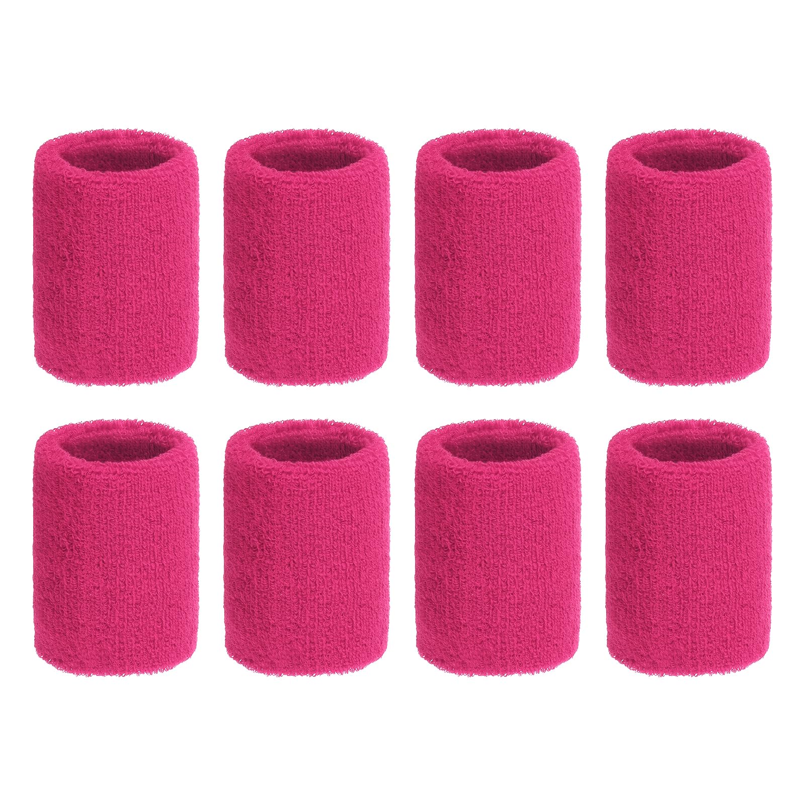PATIKIL Wrist Sweatbands, 8Pack Sports Wristbands Sweatbands Wrist for Tennis Badminton Basketball Football, Fuchsia
