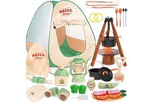 Kids Camping Set, SMILESSKIDDO 41 PCS Pretend Camping Set for Kids 3-5 with Pop Up Tent - Indoor and Outdoor Play Camping Toy