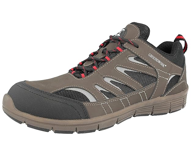 Groundwork Herren Ultraleicht-Leichtathletik Laufschuhe mit Stahlkappe für mehr Sicherheit, Schnürschuh