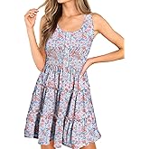 AUNEAL Womens Summer Dresses Sleeveless Button Down Casual Swing Mini Dress