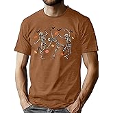 Halloween Shirts for Men Funny Halloween Pumpkin Shirt Dancing Skeleton Tee Bloody Shirt Casual Gift Spooky Tops