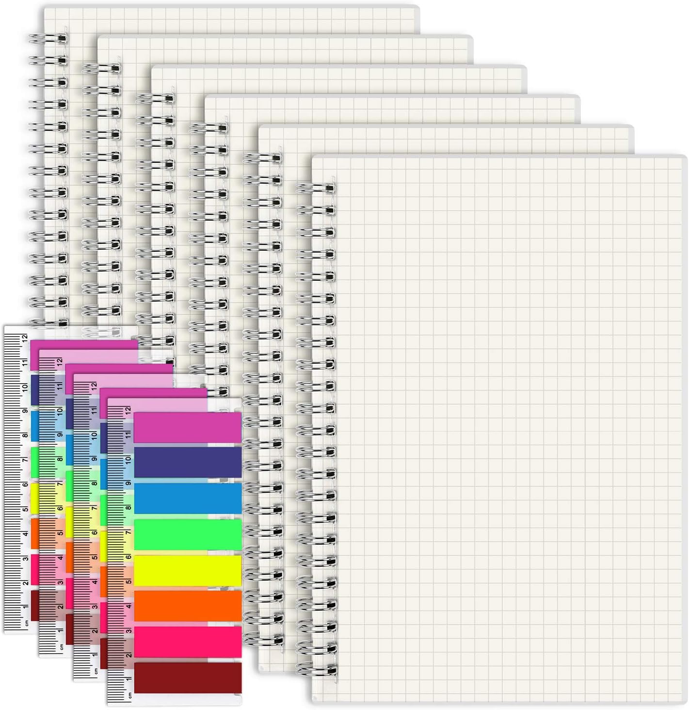 EOOUT 6 Pack A5 Spiral Notebook, Graph Paper, 5.5"x 8.5