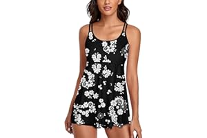 UNIQWETO Tummy Control Tankini Swimsuits for Women's 2 Piece Swimderss Bikini Bathing Suits Tank Top with Boyshorts Swimswear