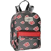 Bioworld Naruto Akatsuki Sasuke Red Cloud Anti Leaf Faux Saffiano Leather Mini Backpack Bag