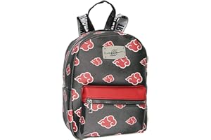 Bioworld Naruto Akatsuki Sasuke Red Cloud Anti Leaf Faux Saffiano Leather Mini Backpack Bag