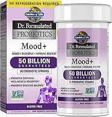 Garden of Life Dr. Formulated Mood+ Probiotic, 50 Billion CFU, Shelf Stable | Supports Relaxation & Digestive Health, Vegetar