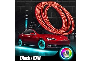 Uemicip 17inch RGB Double Row LED Wheel Ring Light Brightest Rim Light,Remote and App Simultaneously Controlled