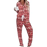 Ekouaer Women's Pajamas Long Sleeve Sleepwear Casual Button Down Loungewear Soft Pjs Set S-XXL