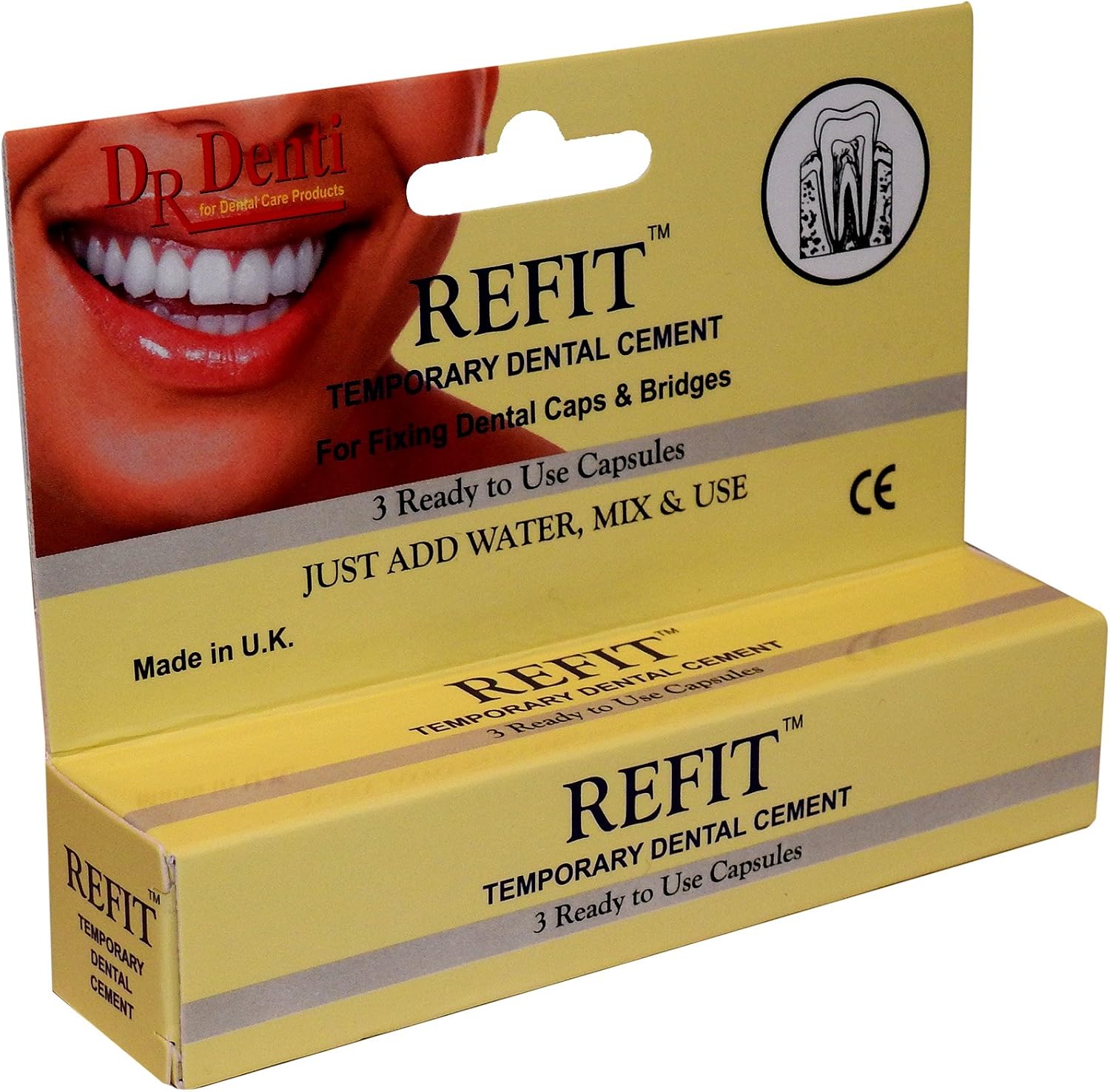 Dr Denti Refit Emergency Temporary Dental Caps Bridges Veneers Tooth Repair Cement - 1 Pack, Light Brown - Image 4