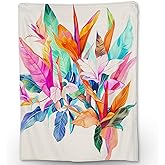 Ti Caldi Tropical Leaf and Floral Blanket, Soft, Cozy, Lightweight Flannel Throw Blanket - Ideal for Couch, Bed, Travel - Fluffy, Fuzzy Decorative Home Decor for Indoor and Outdoor Use 60"x50"