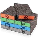 YNZDRWA 8 Pack Sanding Sponge, Washable and Reusable Sanding Blocks for Drywall Wood Metal Furniture, 60/80/120/220 Grit Sandpaper Block Assortment