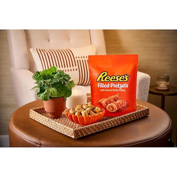 REESE’S FILLED PRETZELS, PEANUT BUTTER PRETZEL NUGGETS, CRUNCHY, READY TO EAT, SWEET AND SALTY SNACK, 18OZ JAR