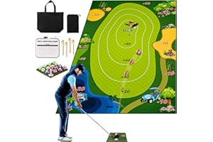 SHINEPICK Golf Chipping Game Mat, Golf Game Training Mat Set with Golf Mat & Golf Club - Indoor/Outdoor Casual Golf Game Suitable for Adults Kids Family Backyard Garden Party