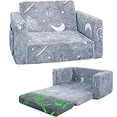 inhand Toddler Chair Comfy,2-in-1 Soft Toddler Couch Fold Out for Kids,Convertible Sofa to Lounger,Gift for Girls and Boys Birthday,Space,Medium