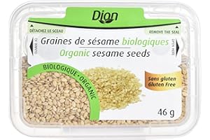 Dion Organic Sesame Seeds | 46g Stackable Jar | Gluten-Free Nutty Seed Garnish | Ideal for Sushi, Salads, Dressings, Asian Me
