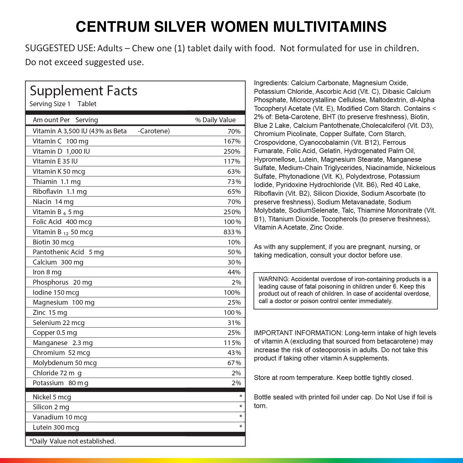 Centrum Silver Multivitamin for Women 50 Plus, Multivitamin
