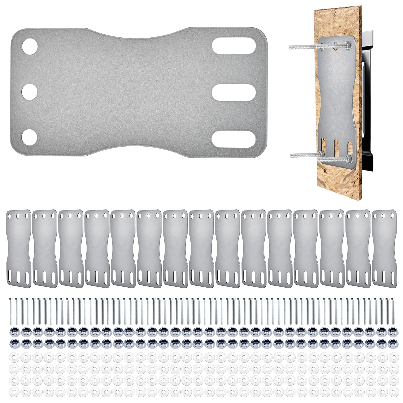 Photo 1 of Gedlex E Track Plate E-Track Backing Plate Installation Kit 16 Pcs E-Track Plate Rail Mounting Back Plate Installation Kit with Bolts, Nuts, and Washers