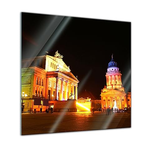 Glasbild - Gendarmenmarkt - Berlin - 50x50 cm - Deko Glas - Wandbild aus Glas - Bild auf Glas - Moderne Glasbilder - Glasfoto - Echtglas - kein Acryl - Handmade
