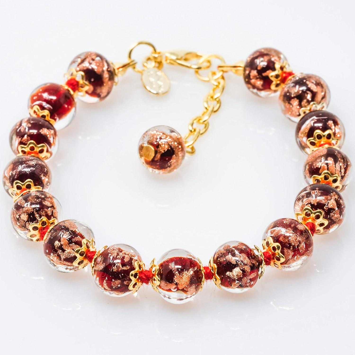 Authentic Murano Glass Bracelet Handmade In Italy Red