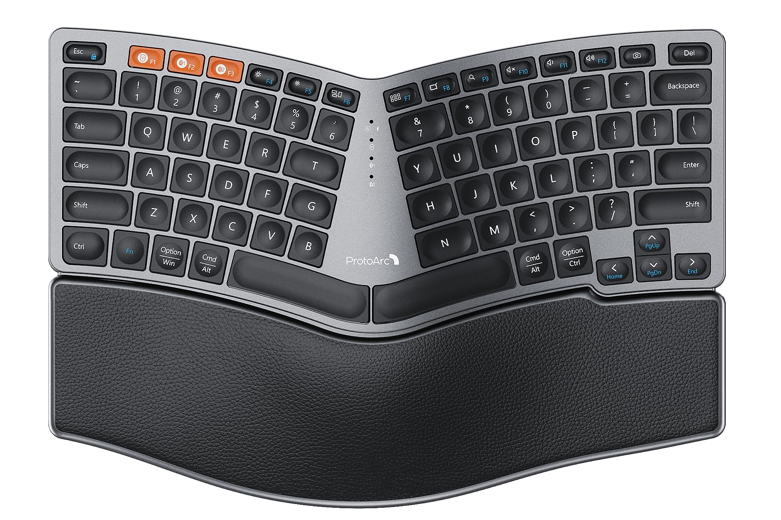 Photo 1 of ProtoArc Bluetooth Ergonomic Keyboard, EK04 Mini Compact Wireless Ergo Split Keyboard, 80 Keys, Bluetooth and USB, Palm Rest, Natural Typing, Rechargeable, Compatible with Windows/Mac/Android