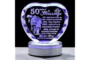 Movdyka 50th Wedding Anniversary Crystal Gifts for Couple Parents, Unique 50th Anniversary Decorations Lamp Gifts for Women Men, 50 Years of Marriage Anniversary Keepsake Gifts for Him Her
