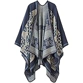 Urban CoCo Women's Color Block Shawl Wrap Open Front Poncho Cape
