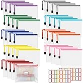 AOBOPLE 36pcs Mesh Zipper Pouch,4.9x6.3 inch Waterproof Zipper Bags with Colored Stickers 9 Colors Plastic Zipper Pouches Small Organizing Bags for Travel Storage and Office Supplies
