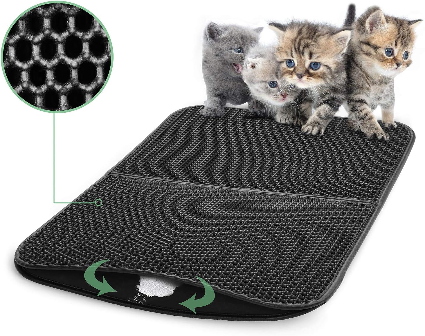Funpet Cat Litter Mat, Large Rectangular Double-Layer Litter Trapper Mat Honeycomb Cat Little Tray Protect Floor and Carpet Easy to Clean 75 x 56 x 2 cm