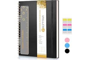 Dotted Notebook, Spiral Notebook Journal 8.5” x 11”, A4 Large Dot Grid Notebooks for Women Men, 100 GSM Dotted Paper, Plastic