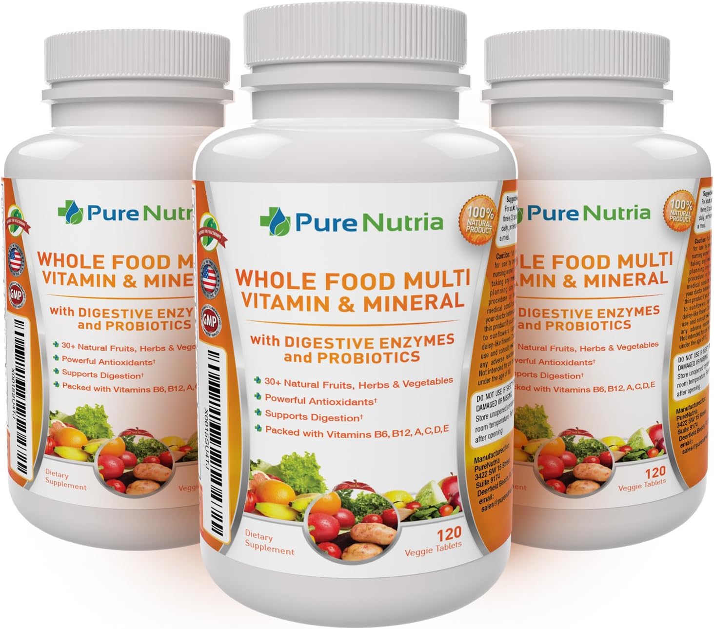 Whole Food MultiVitamin and Minerals with Probiotic Enzymes - 120 Multivitamins for Women and Men - Packed with WholeFood and Herbal Ingredients - Powerful Antioxidants for Digestive Support: Health & Personal Care