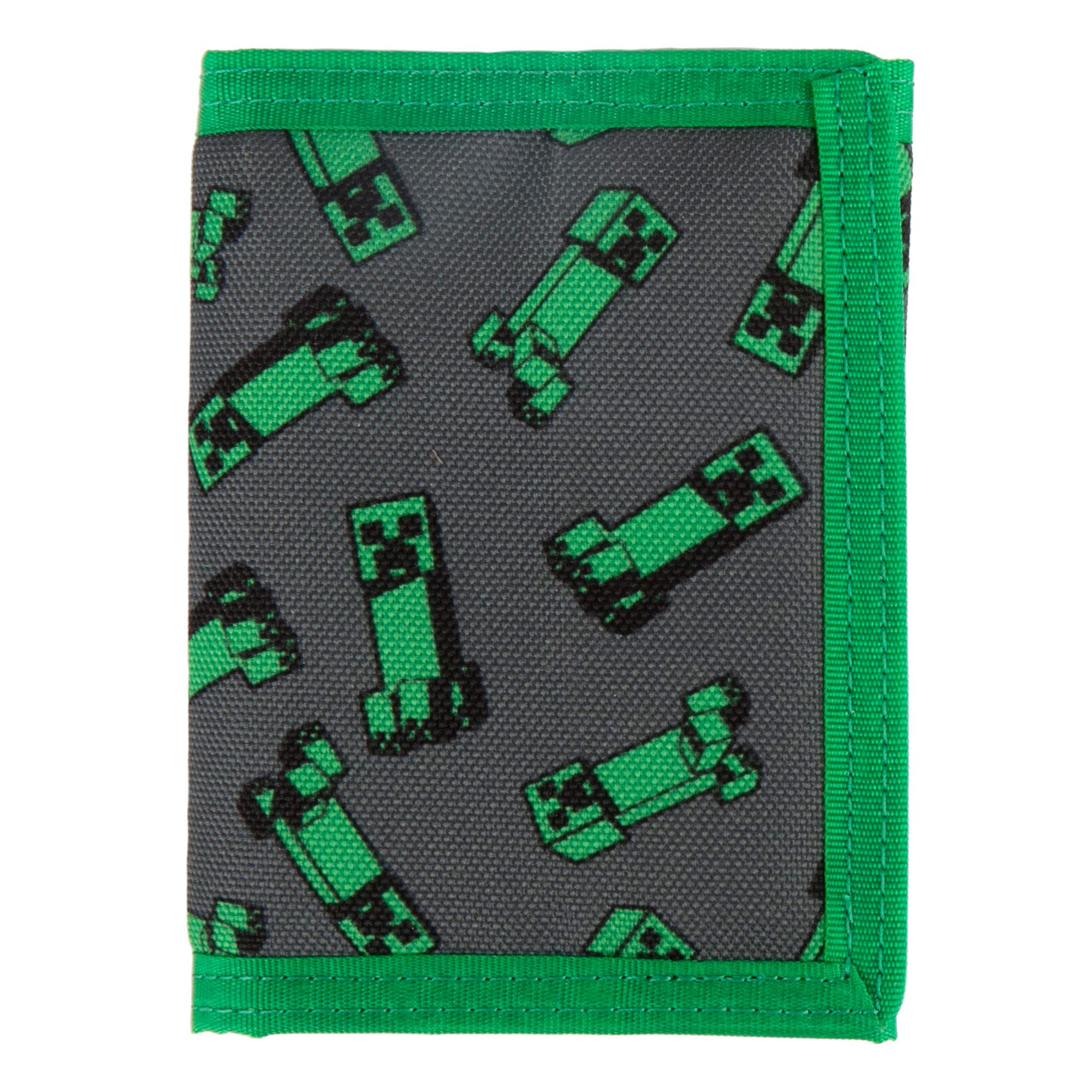 JINX Minecraft Creeper Crowd Nylon Tri-Fold Wallet, Multi-Colored, One Size, with Coin Pocket, Green