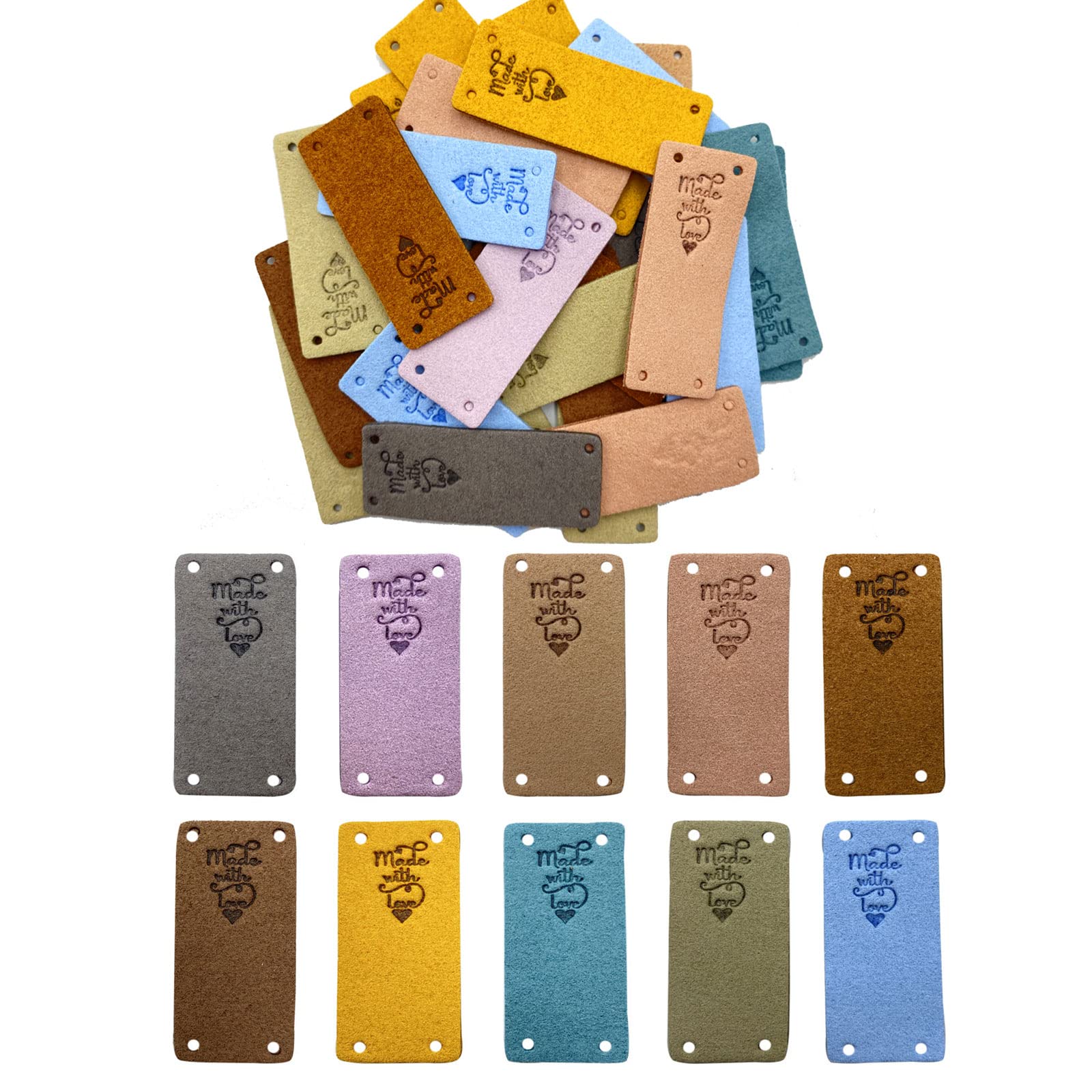 WiYould 50 Pcs PU Leather Label Handmade Sew on Tag Label Faux Leather Handmade Embossed Tag Embellishment Crochet Knit DIY Jeans Bags Shoes Hat Apparel Accessories(PY, 10c)