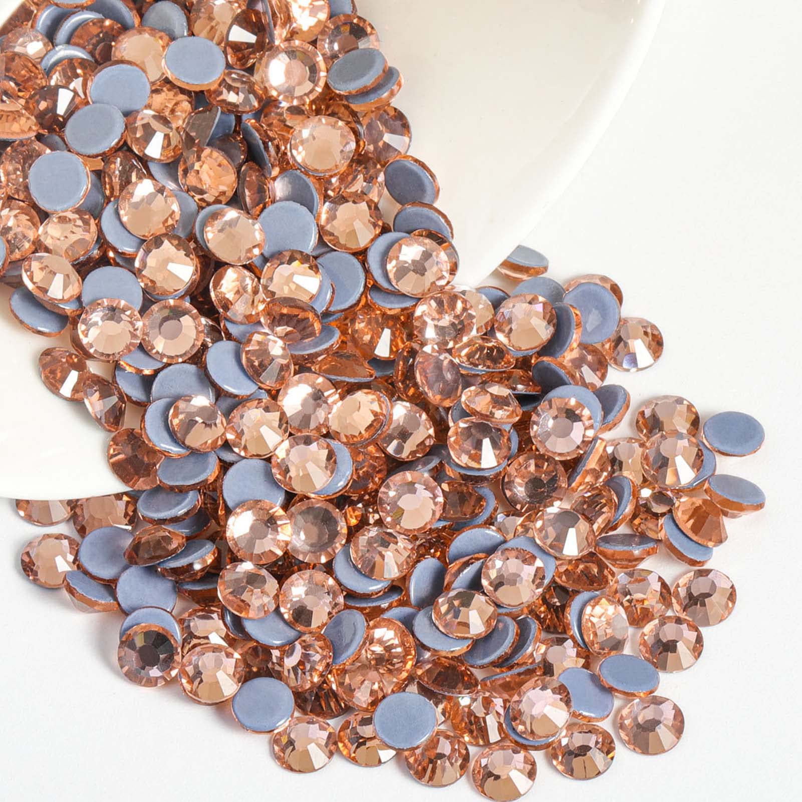 Beadsland Hotfix Rhinestones, 1440pcs Flatback Crystal Rhinestones for Crafts Clothes DIY Decorations, Champagne, SS20, 4.6-4.8mm