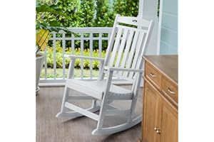FUNBERRY Outdoor Rocking Chairs, HDPE All Weather Poly Lumber Rocker, High Back Patio Rockers Easy Assembly