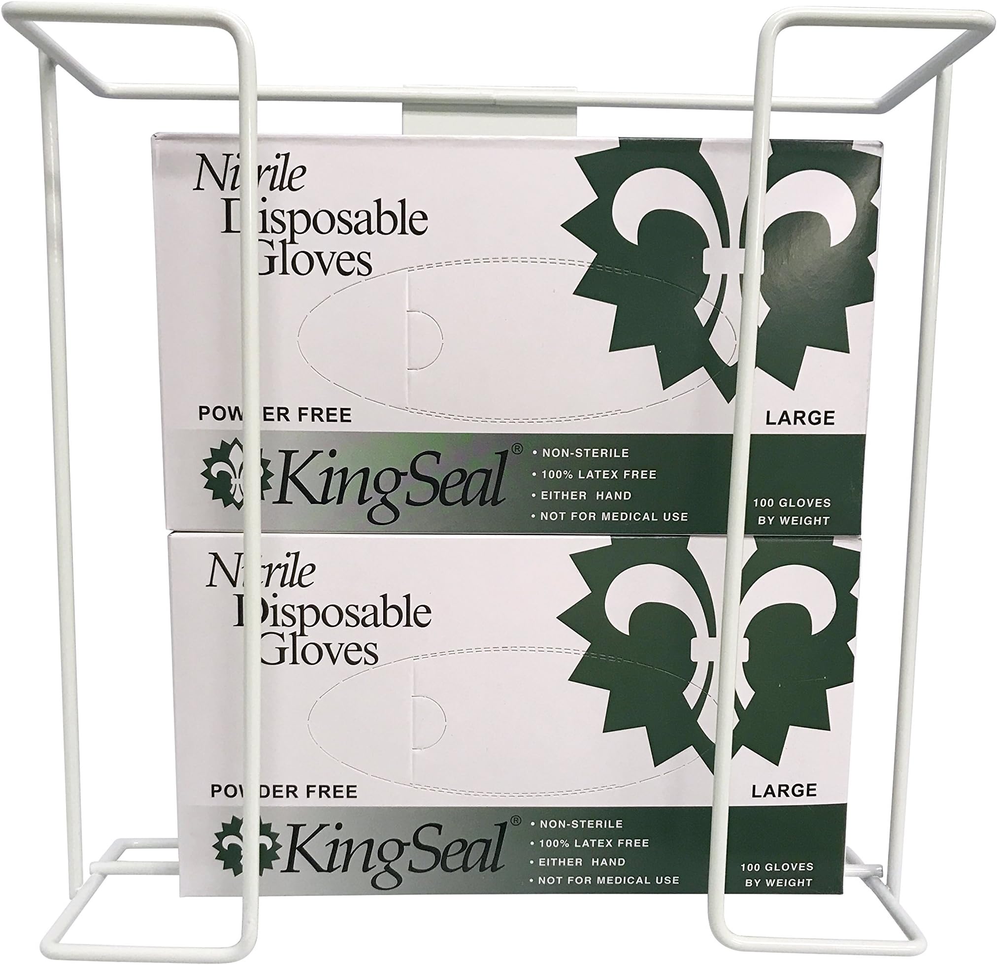 KingSeal Wall Mounted Wire Rack Disposable Glove Box Holder, Large, Double